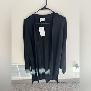 St. John silk/wool black long cardigan. Size M.